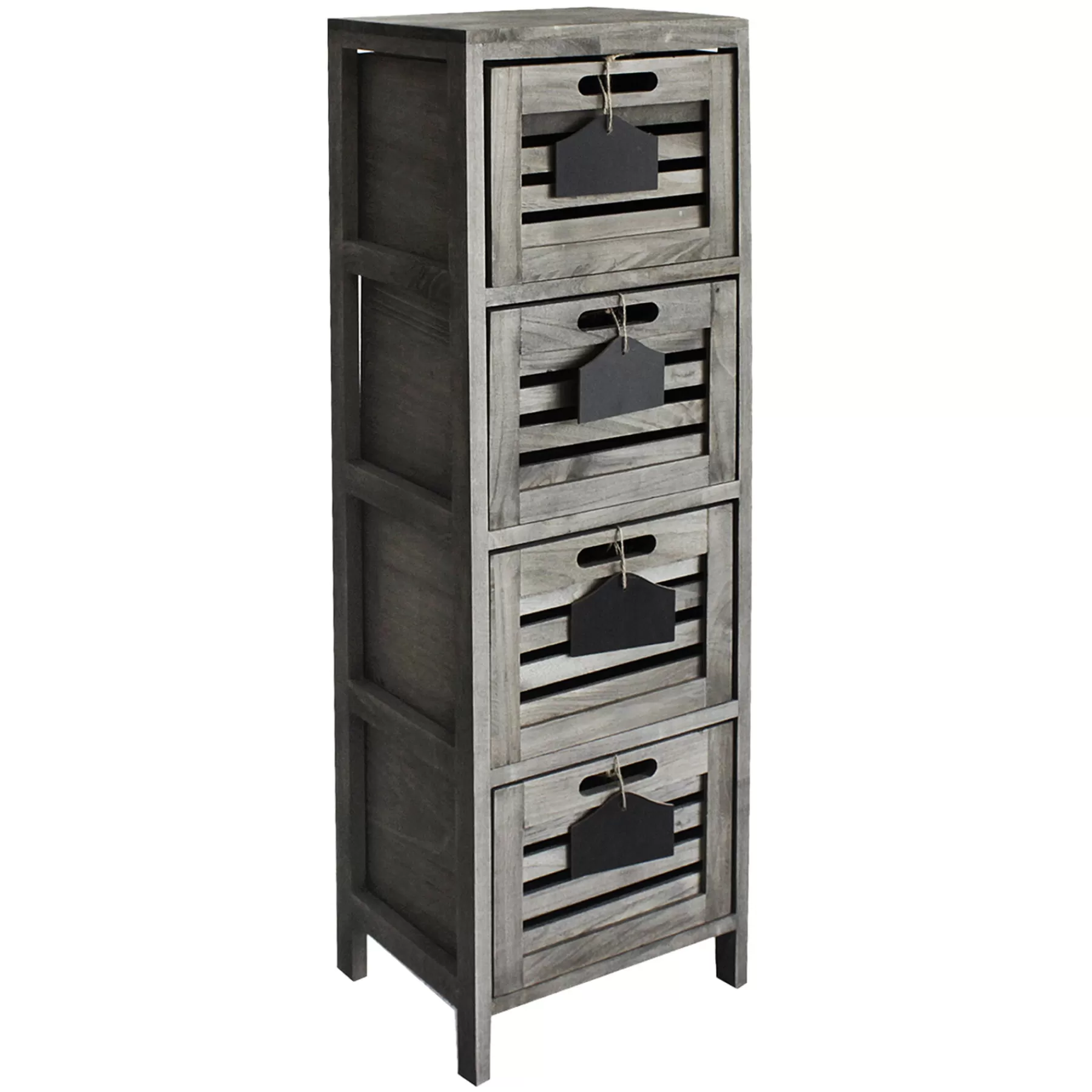 4-Drawer Grey Wooden Cabinet, Large Opening Sales^* Best Sale