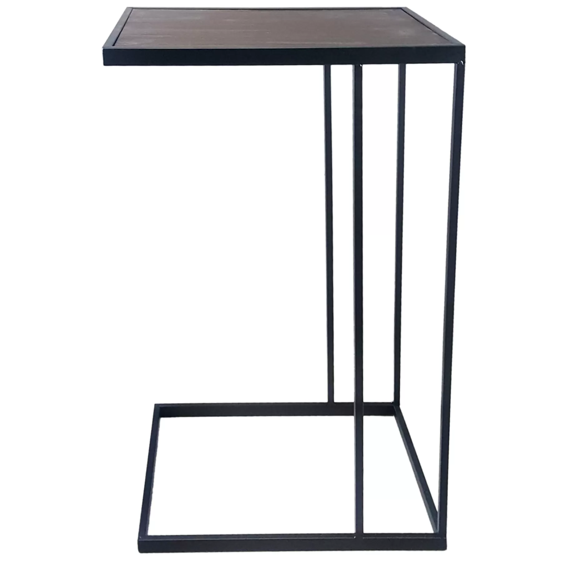 Black Metal C-Table With Dark Wooden Top Promotion^* Flash Sale