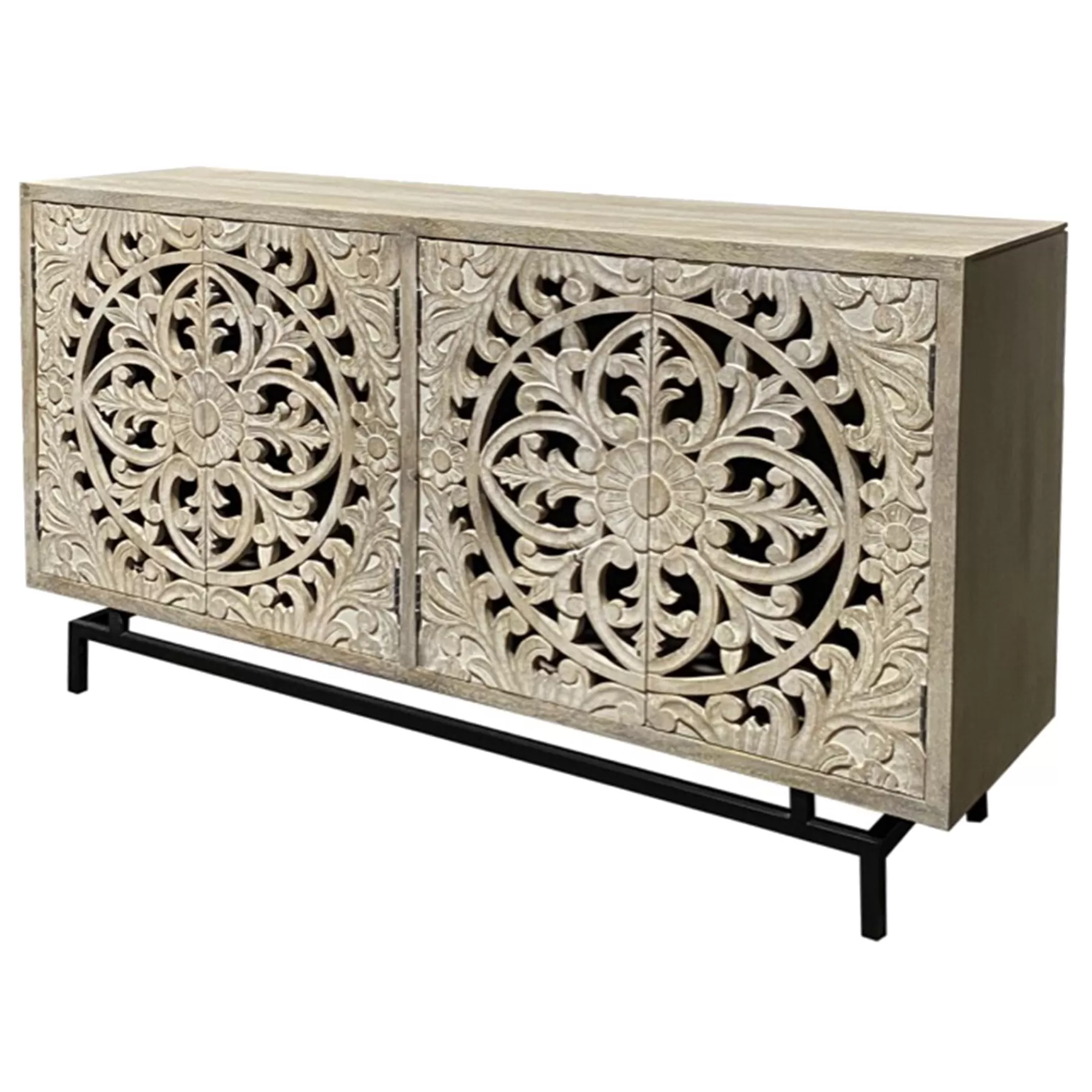 Carved 4 Door Wood Sideboard Discount^* Cheap