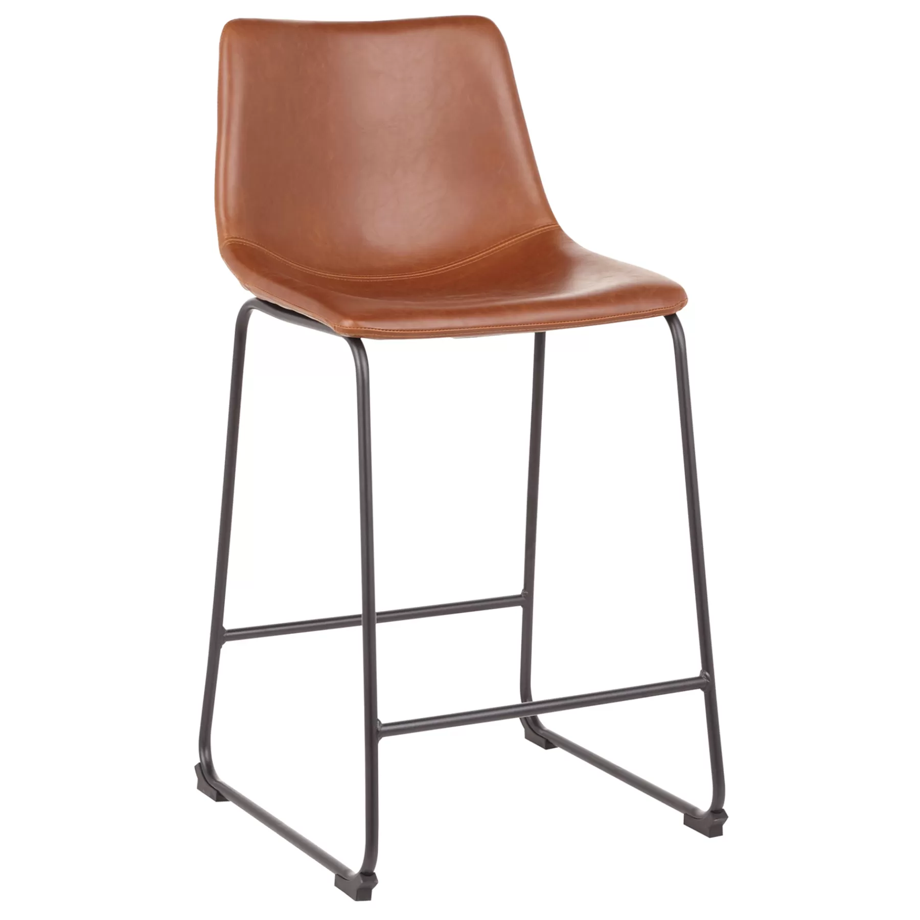 Drake Modern Faux Leather Industrial Barstool, Cognac Promotion^* Best Sale