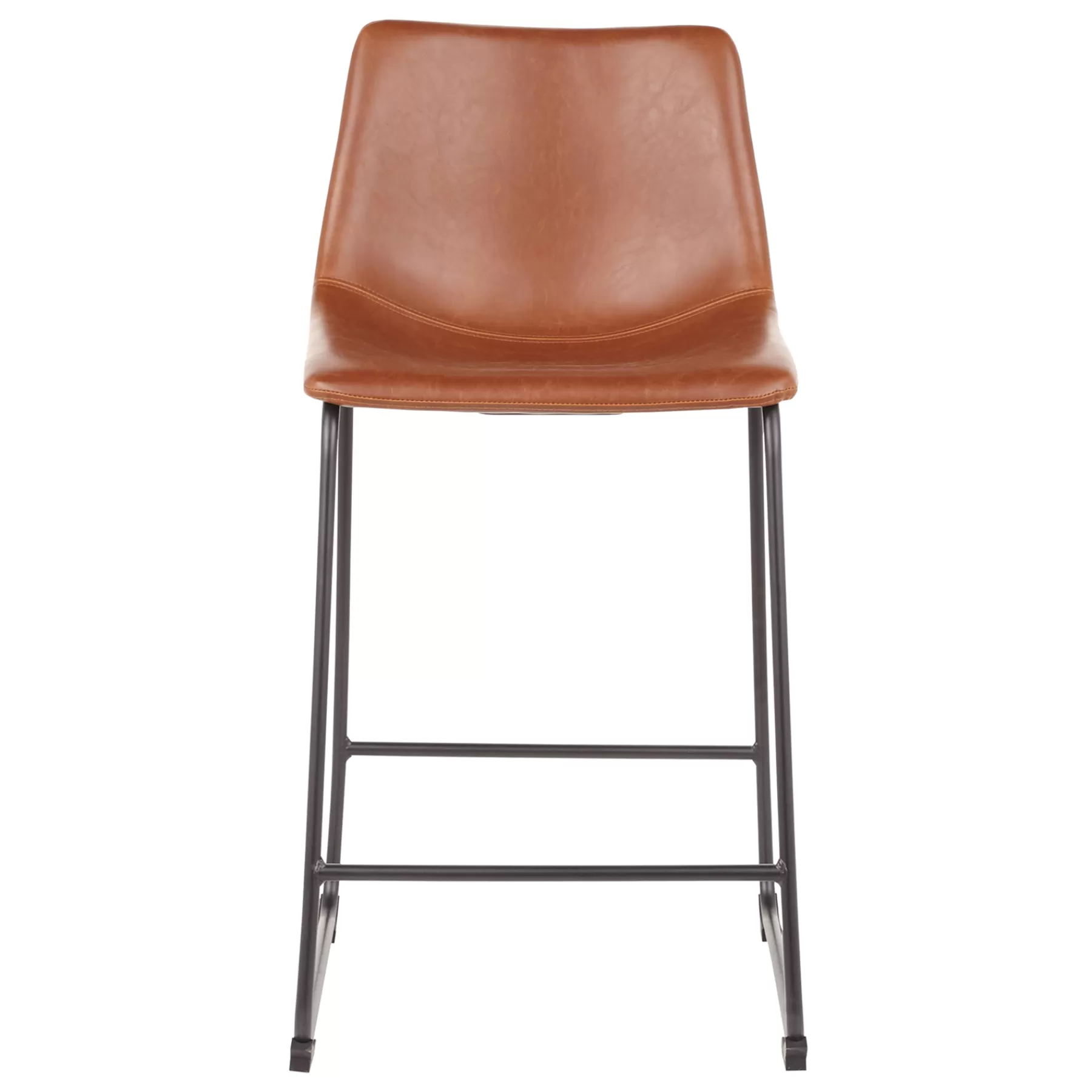 Drake Modern Faux Leather Industrial Barstool, Cognac Promotion^* Best Sale