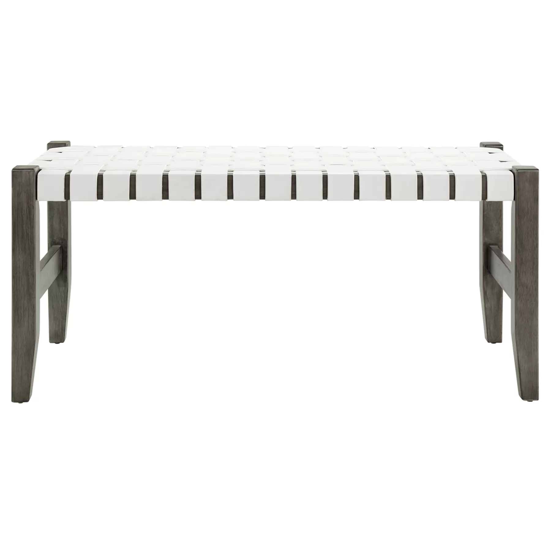 Faux Leather Ivory Strap Bench Opening Sales^* Discount