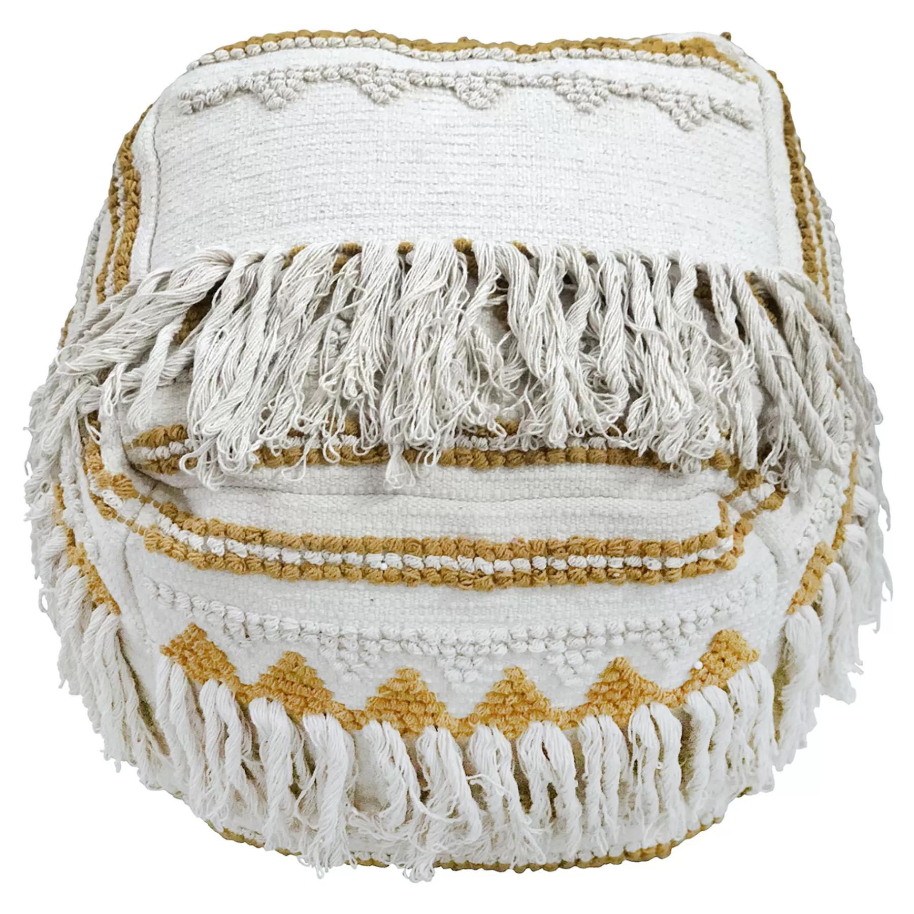 Francis Handwoven Fringe Pouf, 18 Low Price^* Discount