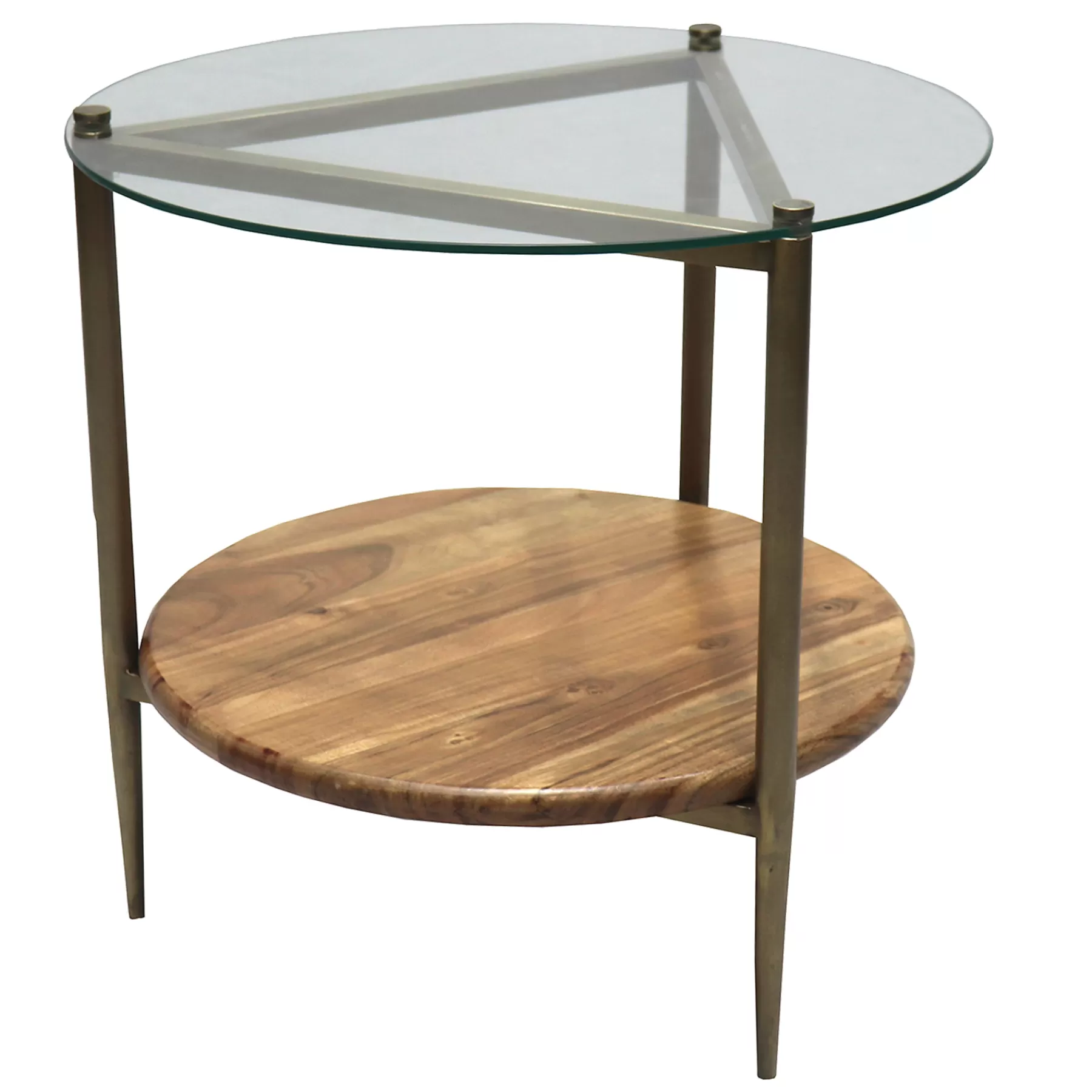 Glass Top Wood Shelf Side Table Opening Sales^* Cheap