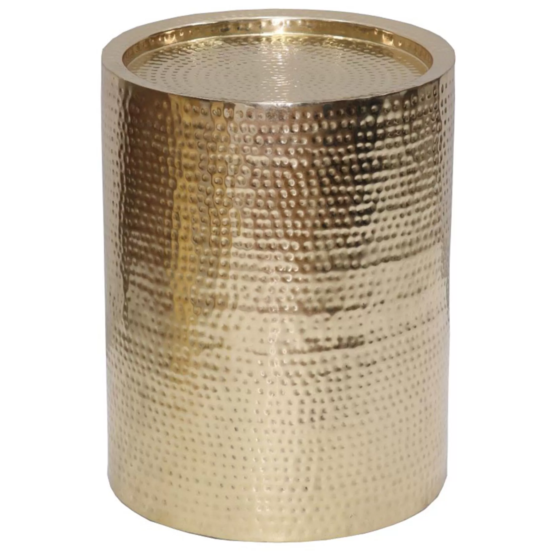 Hammered Gold Metal Drum Accent Table, Small Bargain Sale^* Online