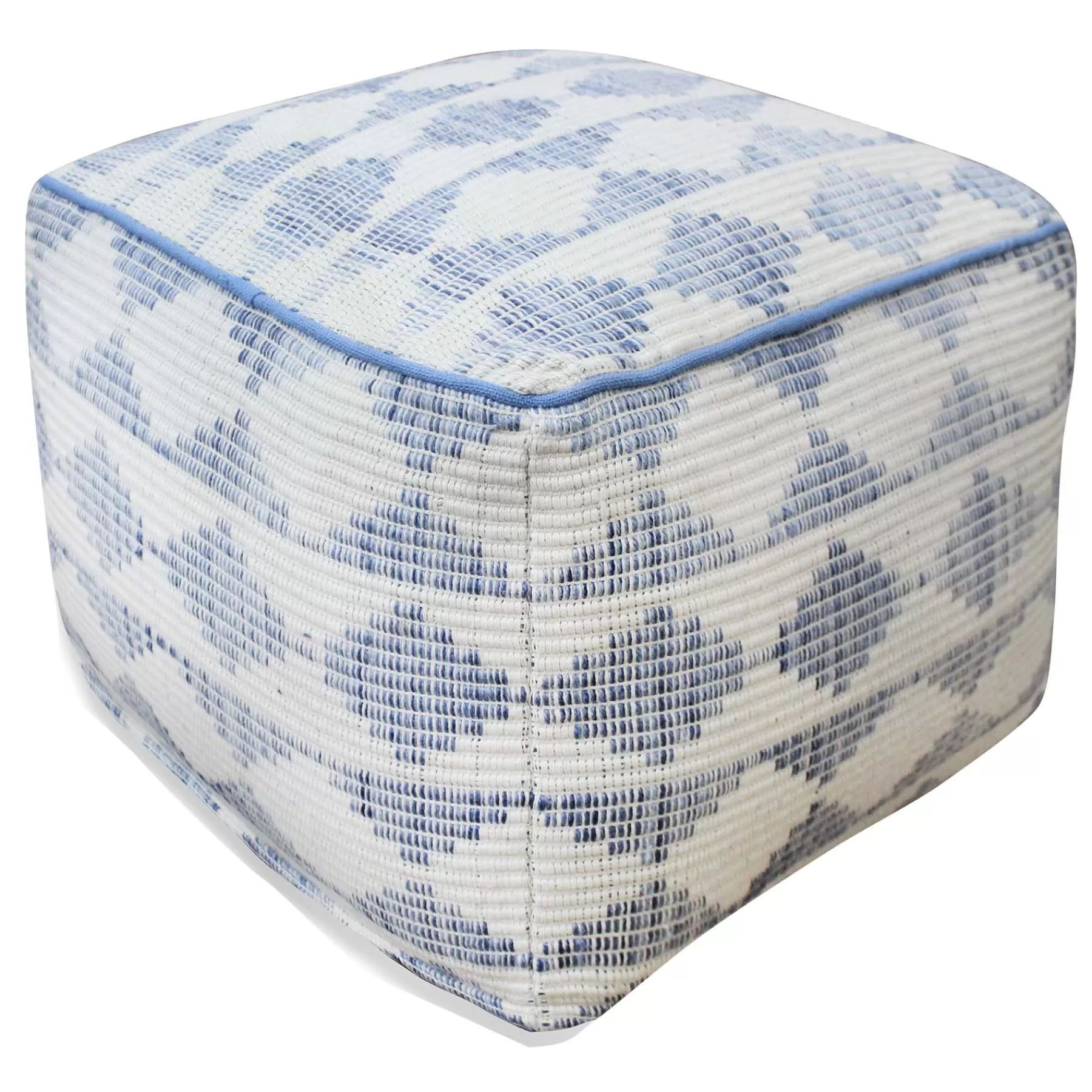 Honeybloom Diana Blue & White Diamond Patterned Pouf Promotion^* Outlet