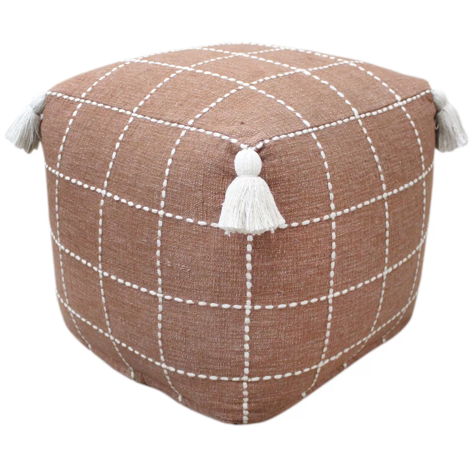 Honeybloom Shiva Brown Woven Pouf Flash Sale^* Best