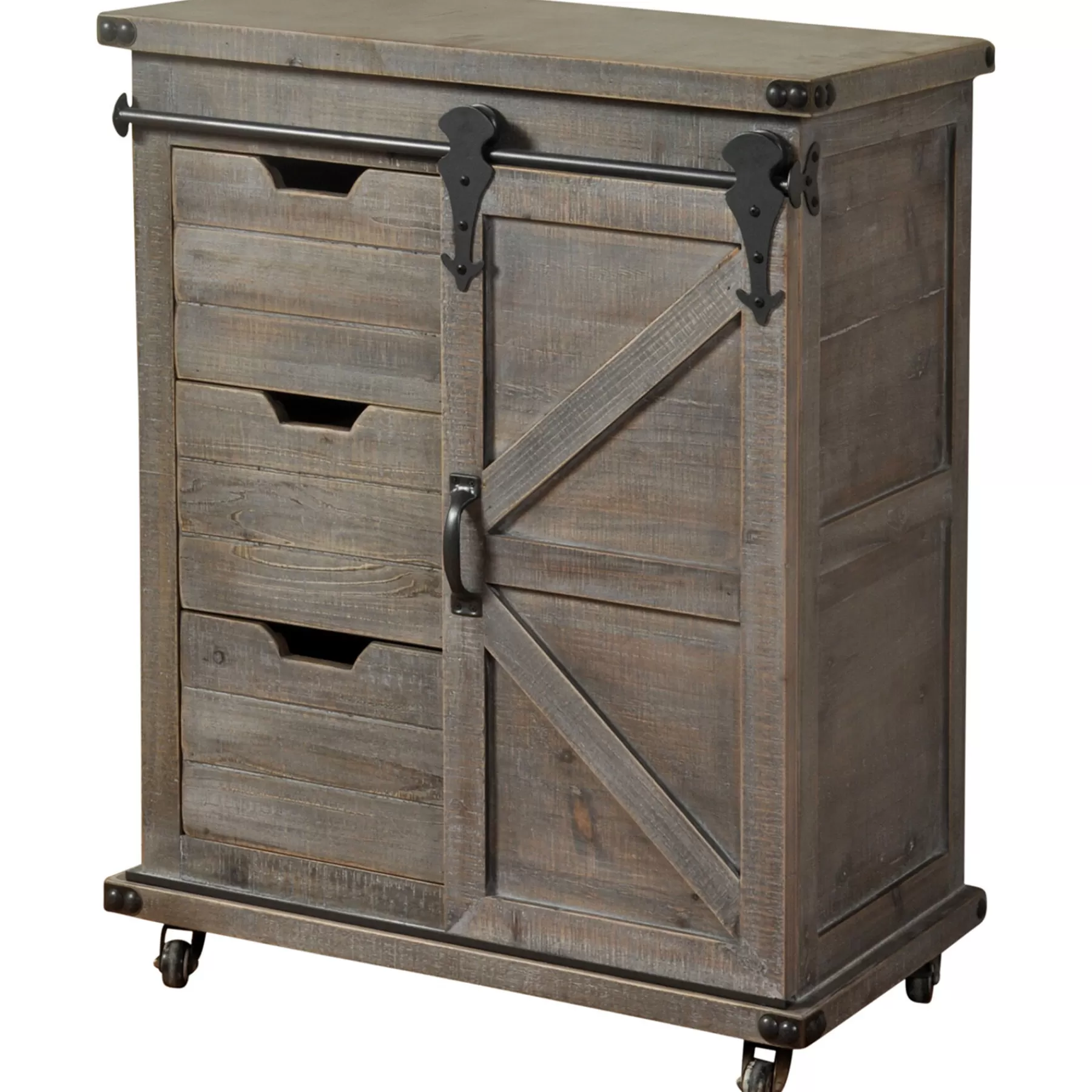 Jacob 3-Drawer Sliding Barn Door Cabinet Flash Sale^* Clearance