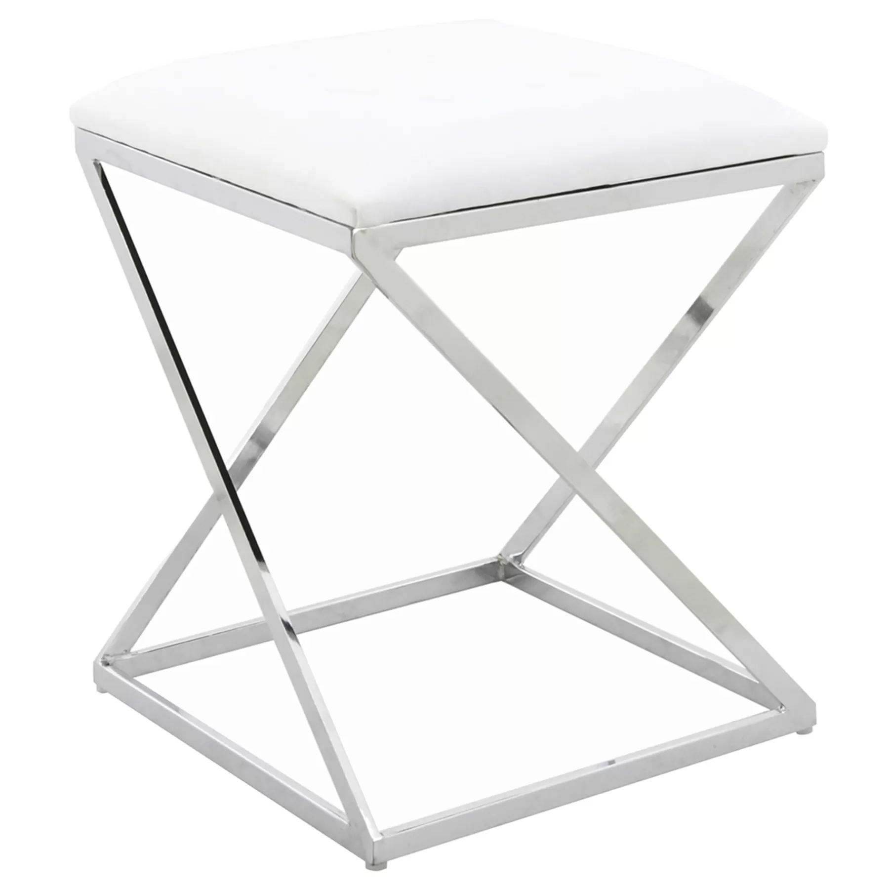 Laila Ali Modern White Velvet Ottoman Promotion^* Discount