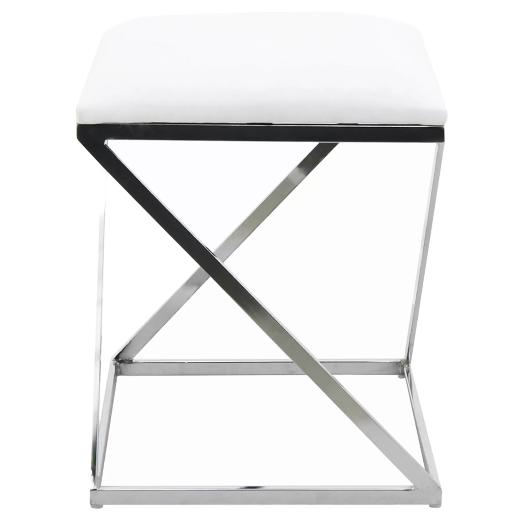 Laila Ali Modern White Velvet Ottoman Promotion^* Discount