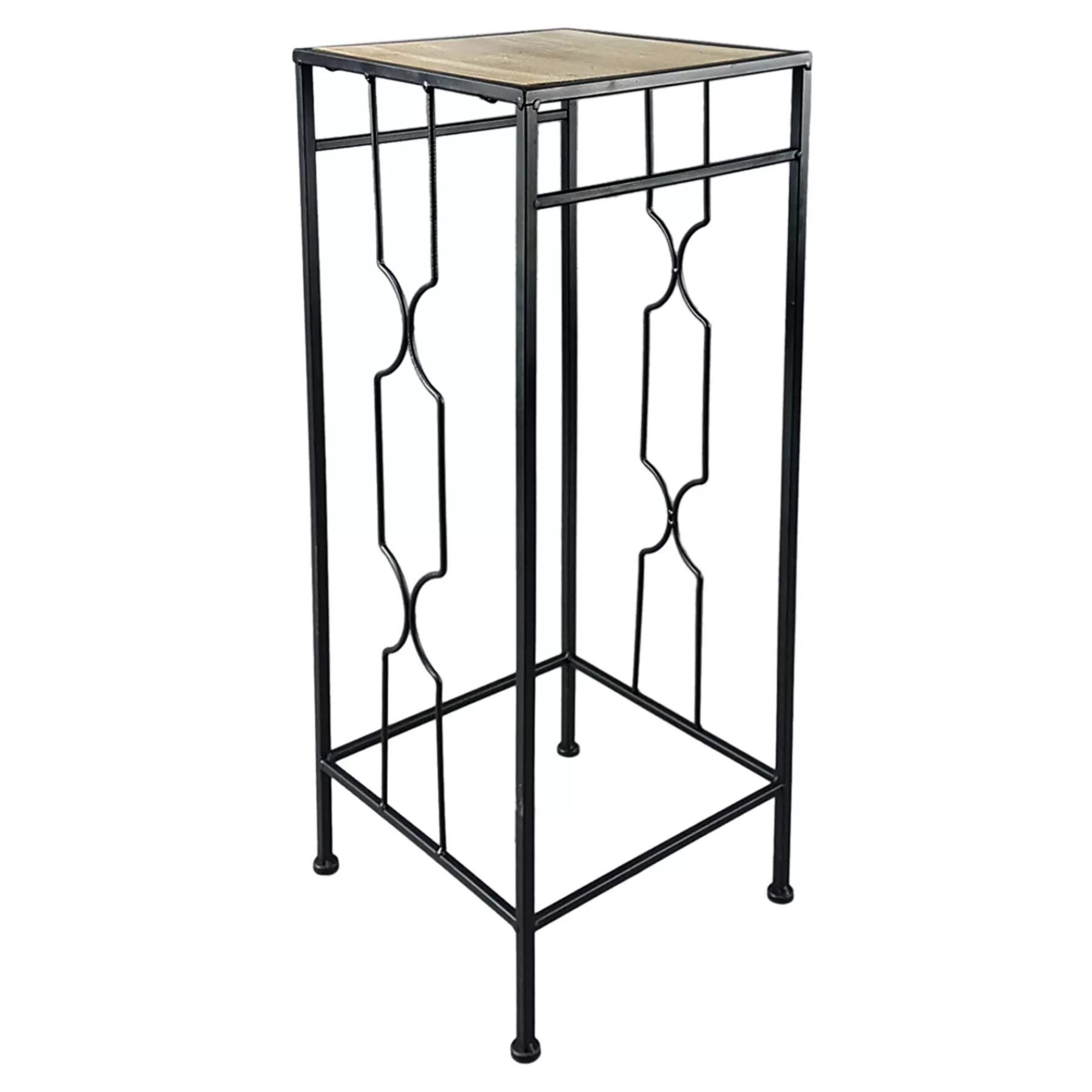 Metal Plant Stand With Wood Top Black, Large Promotion^* Flash Sale