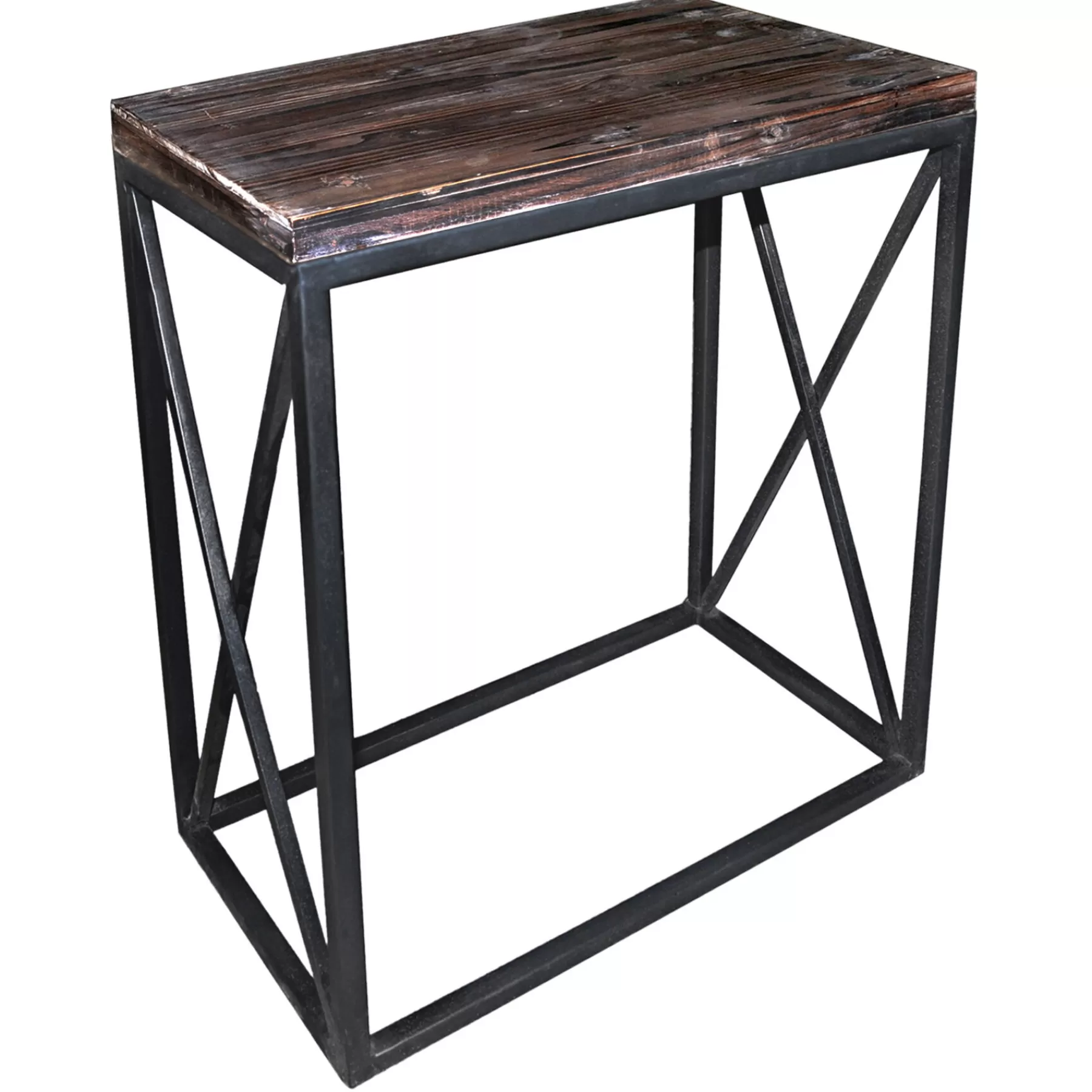 Metal X-Side Table With Wood Top, Large Outlet^* Fashion