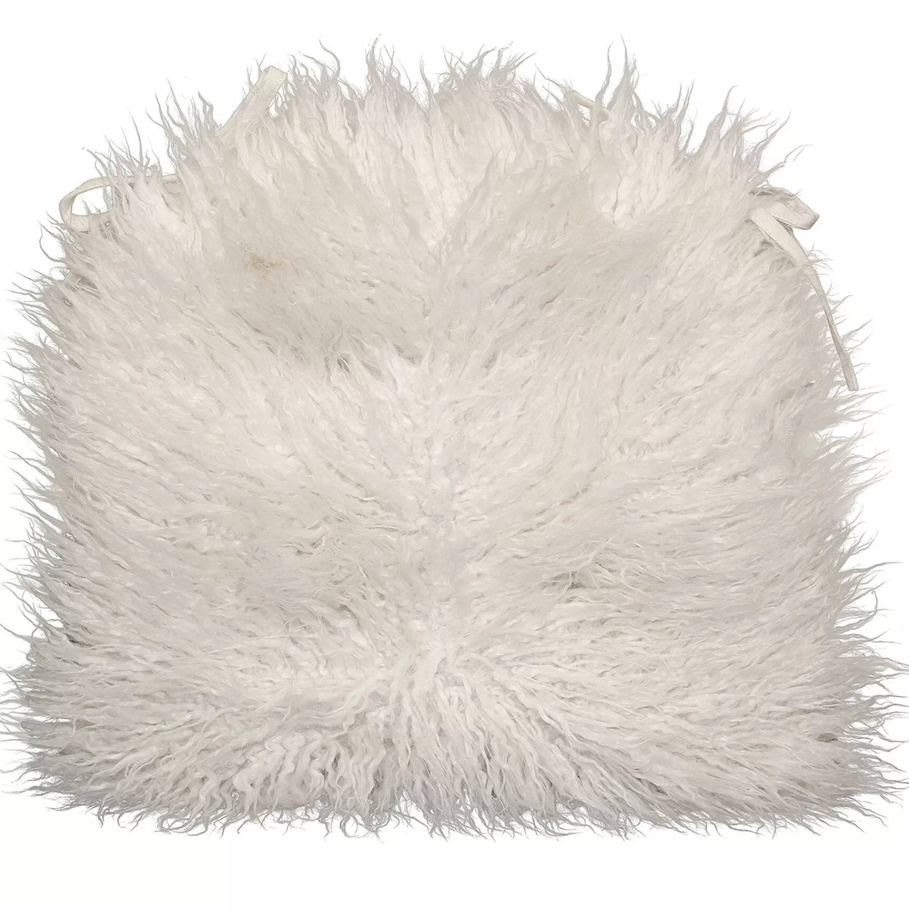 Mongolian Faux Fur Chair Pad/Ties White Promotion^* Cheap