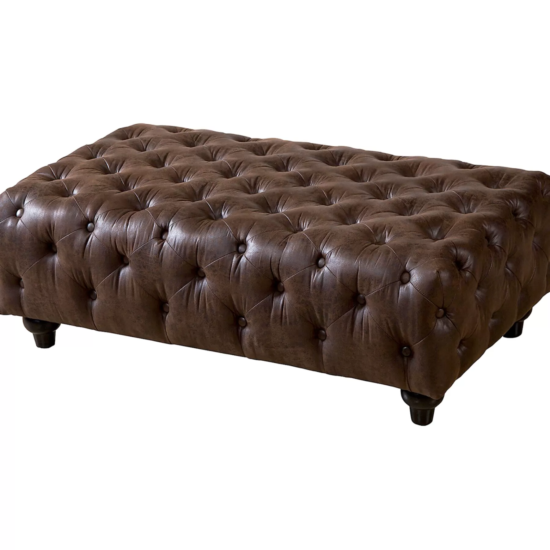 Providence Chesterfield Tufted Brown Faux Leather Ottoman Featured^* Online