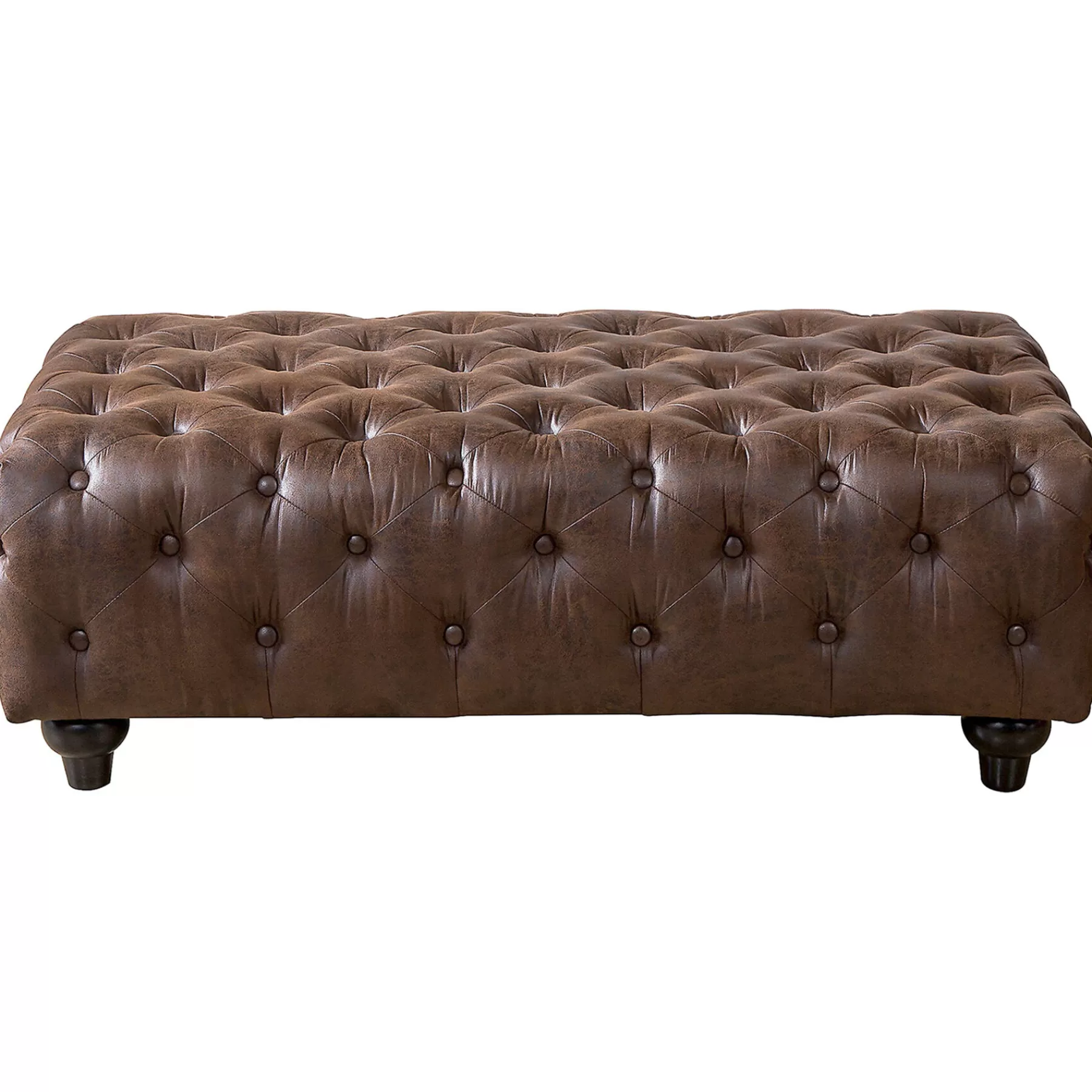 Providence Chesterfield Tufted Brown Faux Leather Ottoman Featured^* Online