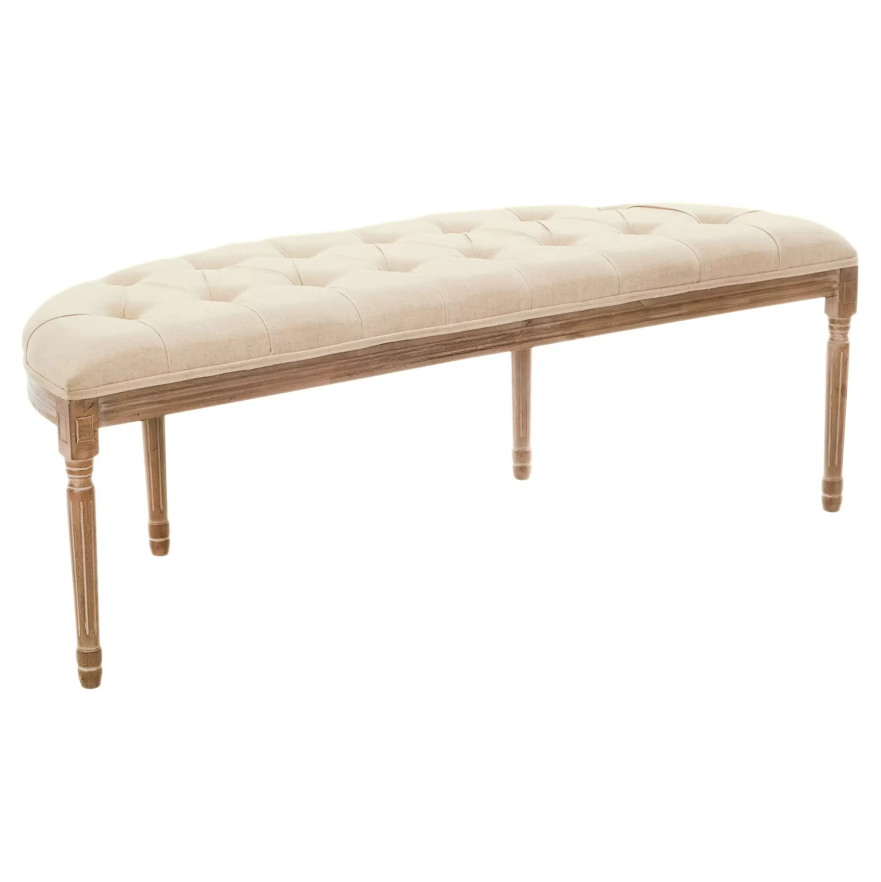 Providence Lourdes Tufted Curved Bench, Neutral Clearance^* Best Sale