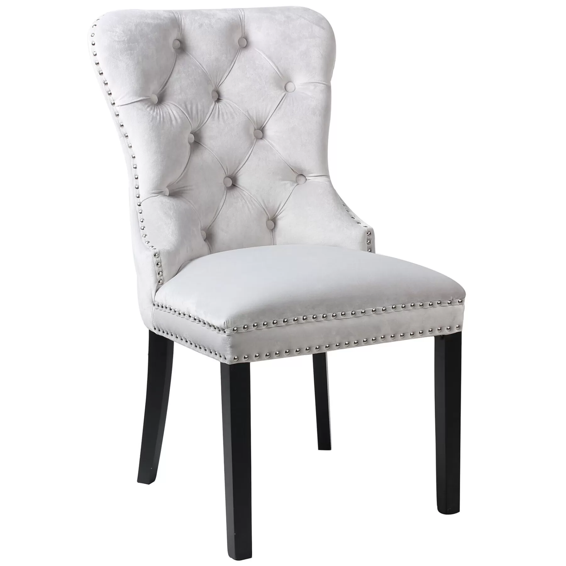 Velvet Grey Tufted Ring Back Dining Chair Discount Online^* Sale