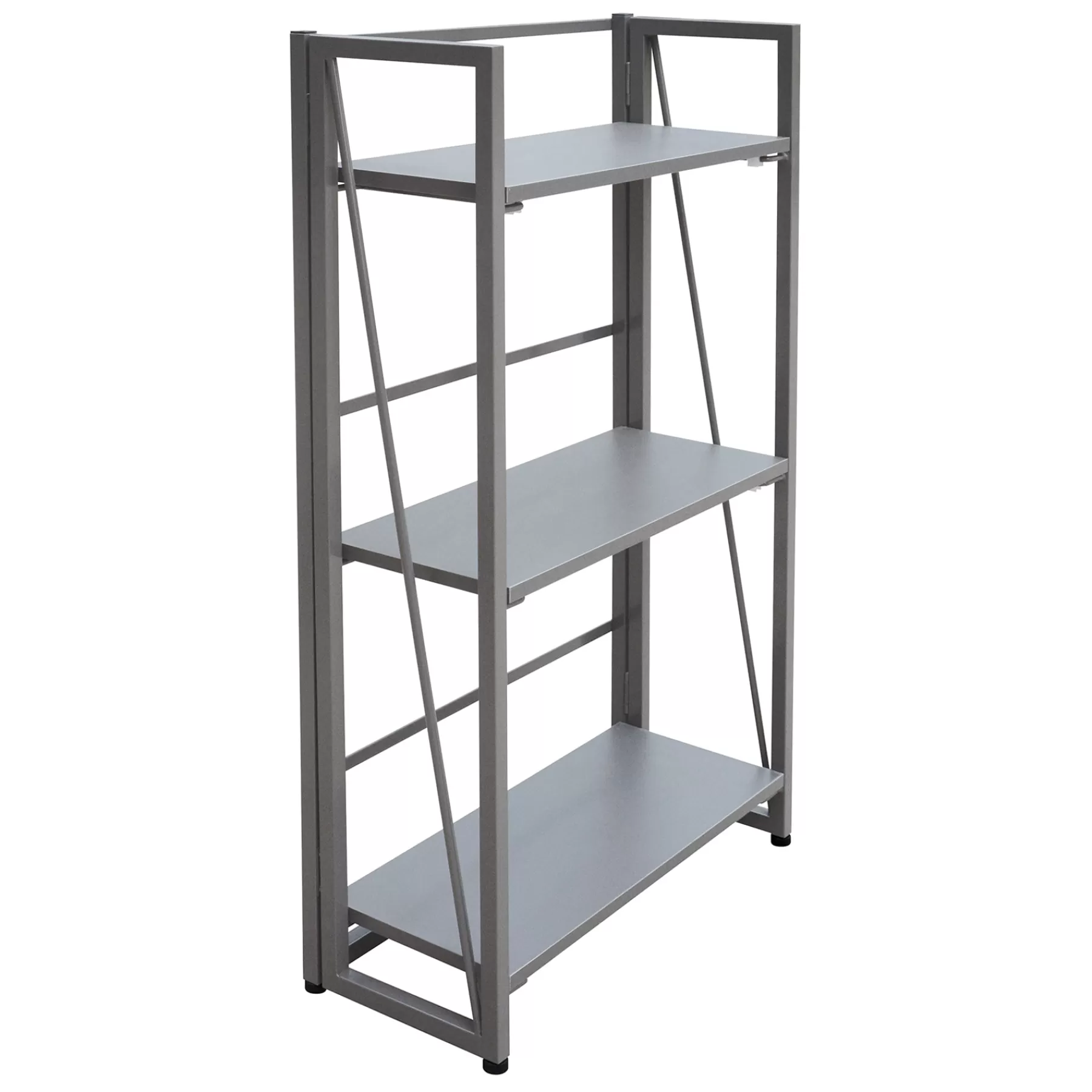 Vienna 3-Tier Grey Folding Bookshelf Exquisite Gifts^* Best Sale