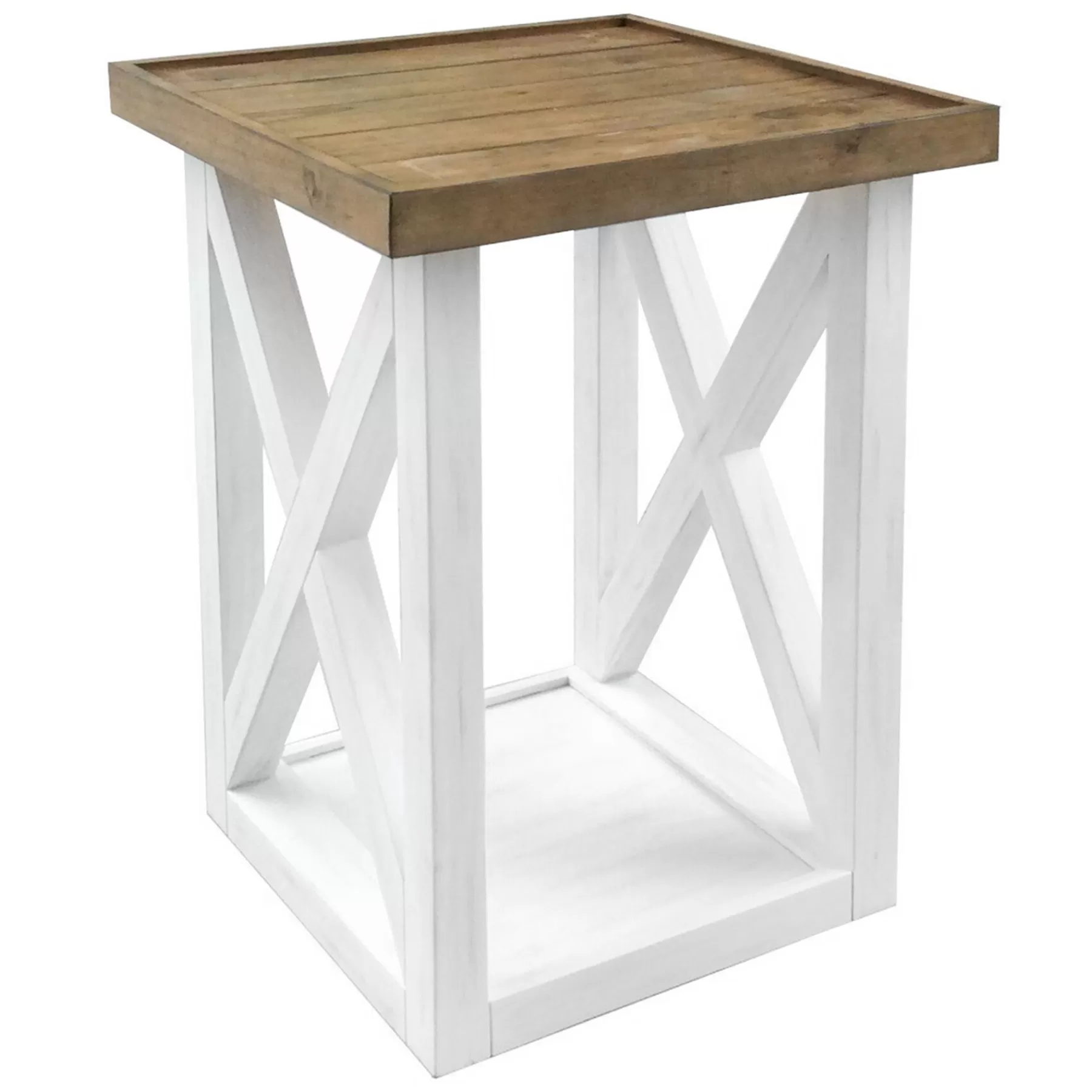 White Wooden X-Side Accent Table Cheaper^* Online