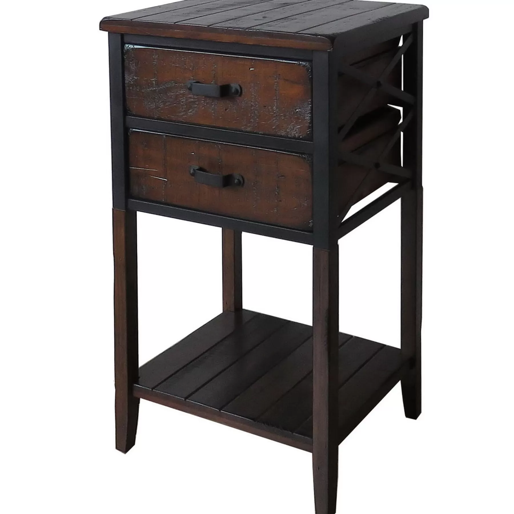 Wood And Metal X-Side Table Less Expensive^* Outlet