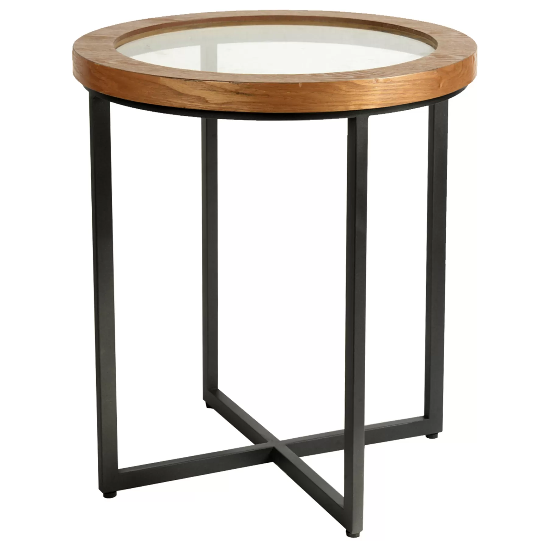 Wood Edge Glass Top Accent Table Good Quality^* Flash Sale